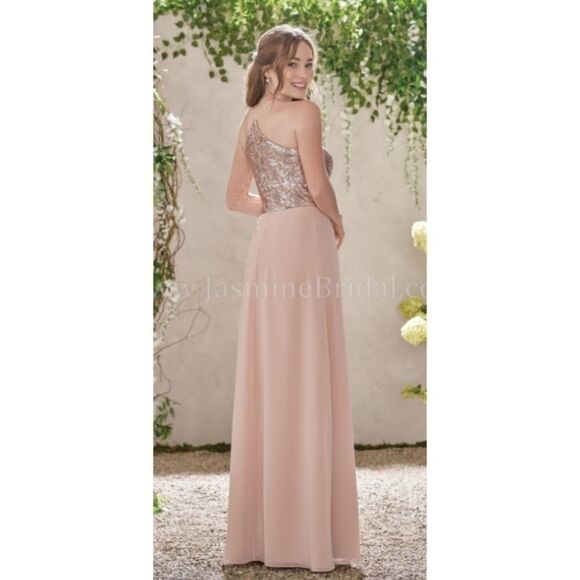 Jasmine B2 Sequin & Chiffon Bridesmaid Long Gown Dress Style B193007 Size n20 - Picture 5 of 10